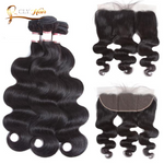 Cheveux Brésiliens ondulés 4 boules avec lace frontal